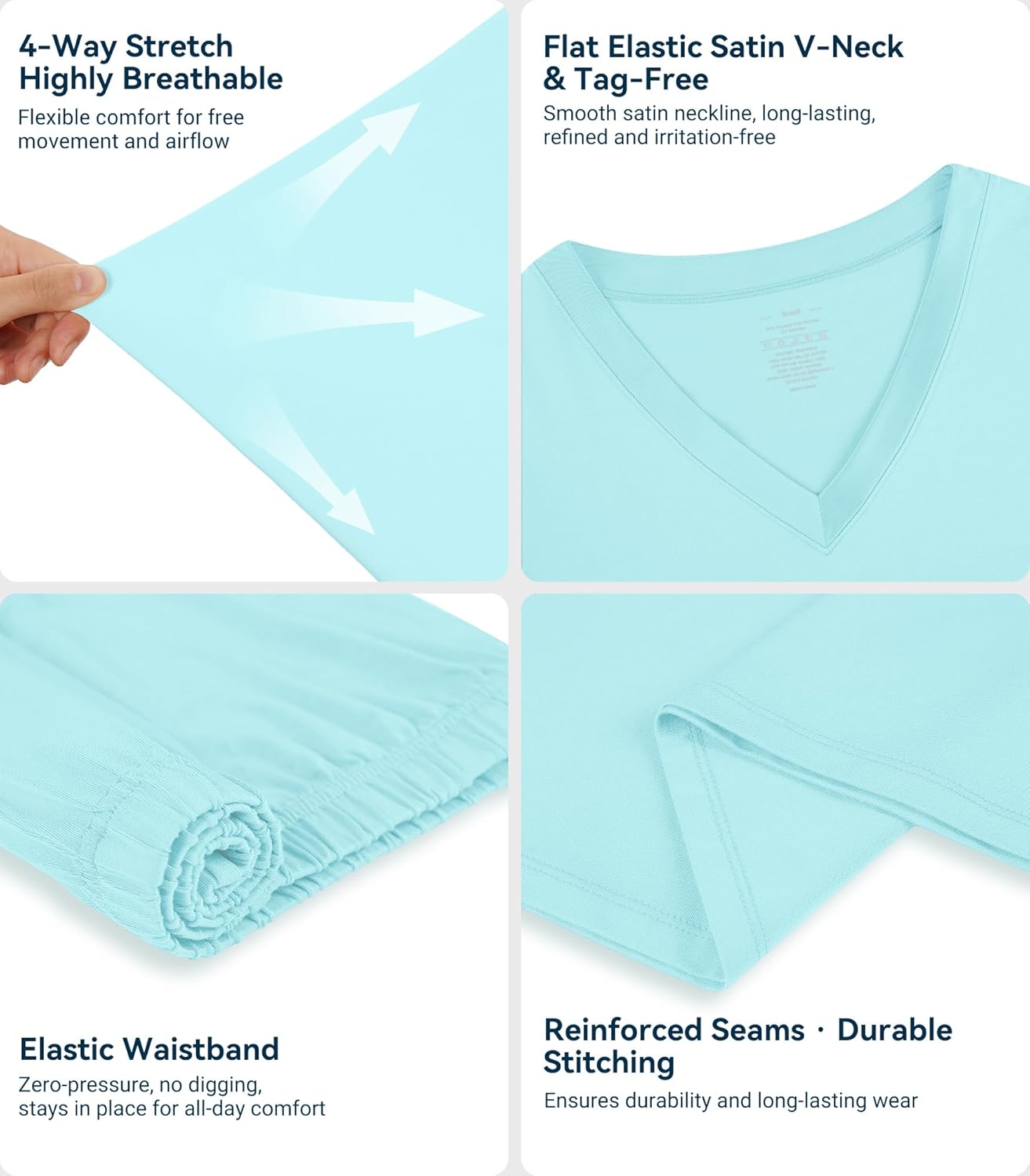 WiWi Viscose from Bamboo Pajamas Set for Women Super Soft Short Sleeve Cooling Summer Plus Size Pjs Sets Sleepwear S-4X - Image 4