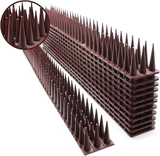 Defender Spikes for Bird, Cat, Pigeon and Small Animals 12pack- Protect Your Sofa, Garden, Outdoor Walls, Plastic Security Fence Spikes- Brown