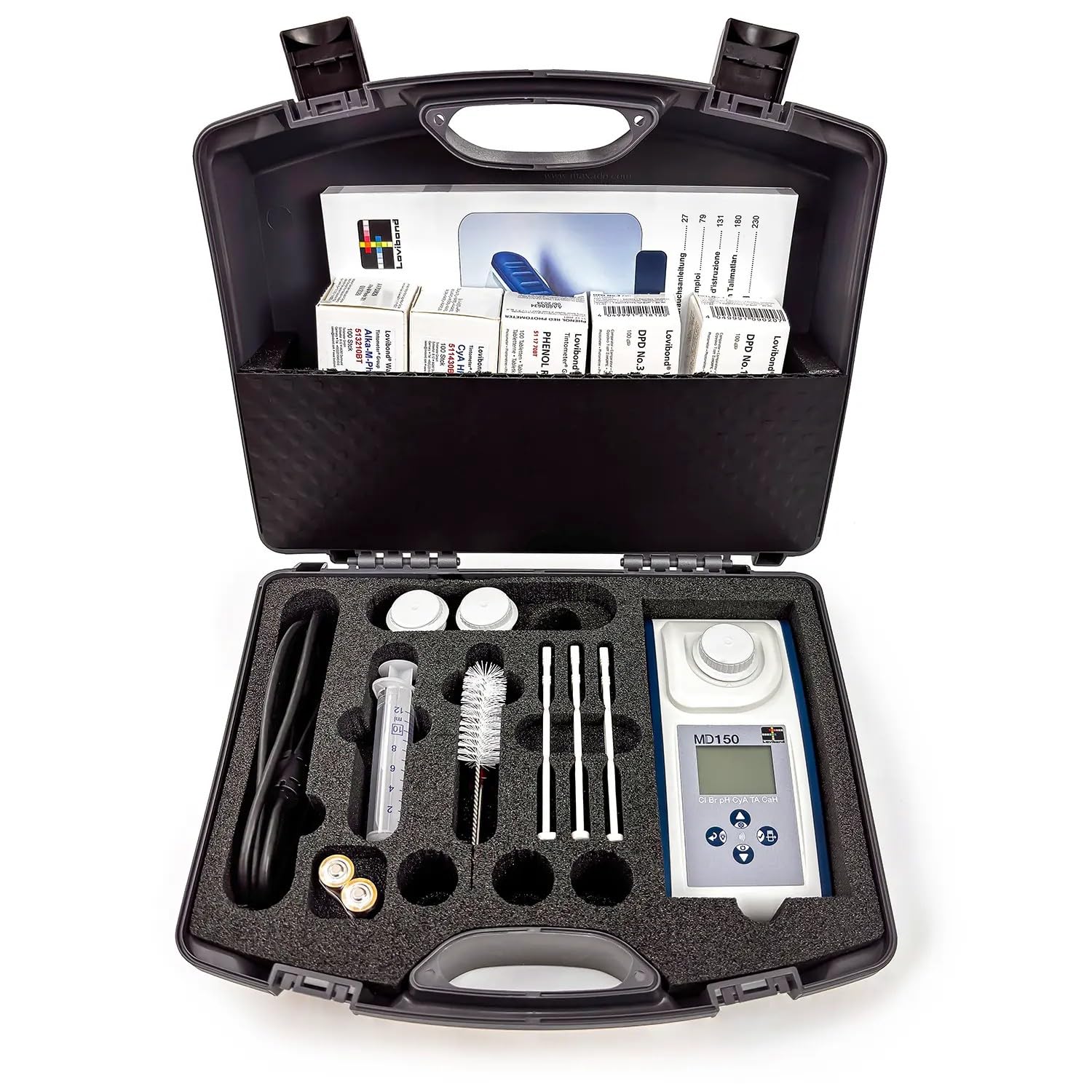 Lovibond MD150 Multiparameter-Photometer - Professionelles Wasseranalysegerät - IP67 - NFC & USB-C - Tabletten-Reagenz - Pool Trink- & Abwasseranalyse (Chlor, Brom, pH, CyA, TA + Ca)