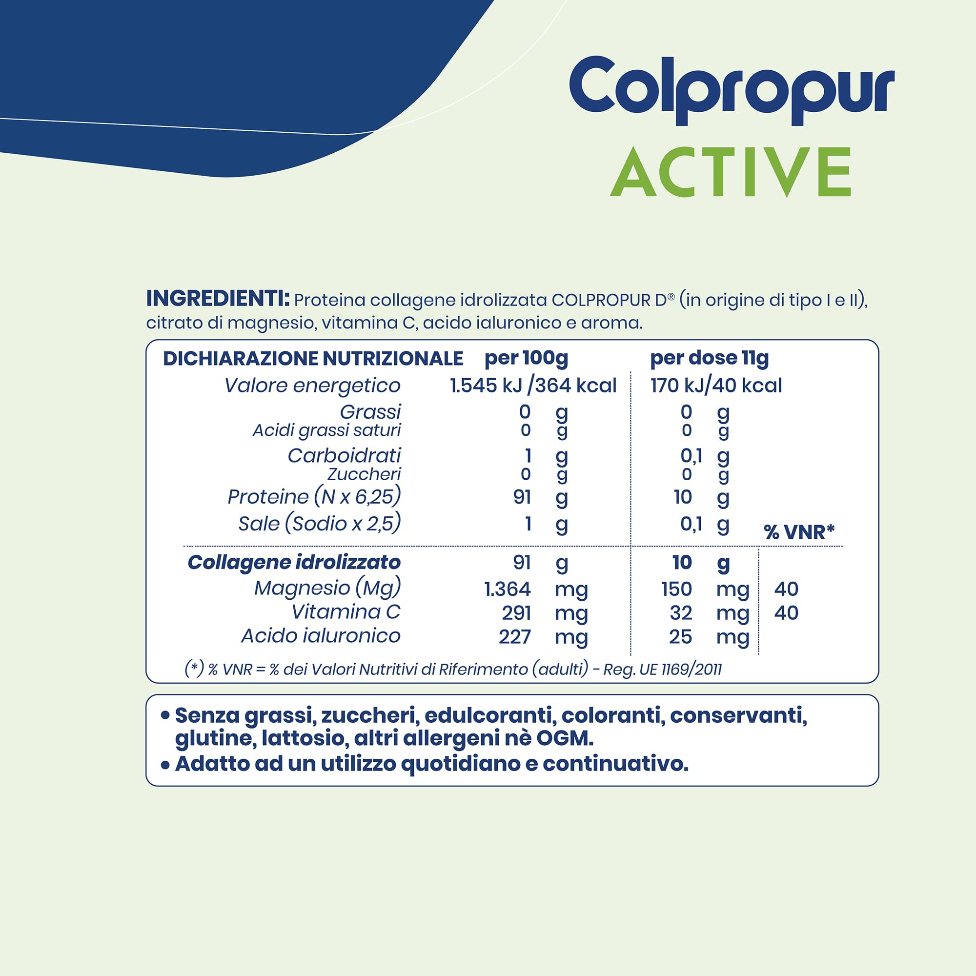 Colpropur Active Gusto Neutro – Collagene Idrolizzato in Polvere da Bere - Peptidi di Collagene, Integratore per Ossa, Muscoli e Articolazioni – 330g