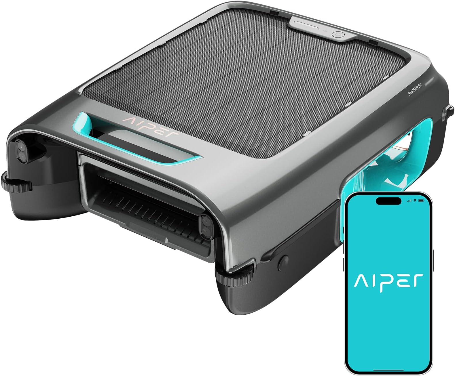 AIPER Surfer S2 Robotic Solar Pool Skimmer with APP Support, 24/7 Cleaning, Dual Charging Modes, Smart Obstacle Avoidance, Ideal for All Swimming Pool Types