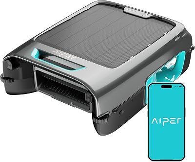 AIPER EcoSurfer S2 Solar Powered Pool Surface Skimmer Robot with APP Support, 24/7 Continuous Cleaning, Dual Charging Modes, Smart Obstacle Avoidance, 150-um Filtration, OTA Upgrade, Blue