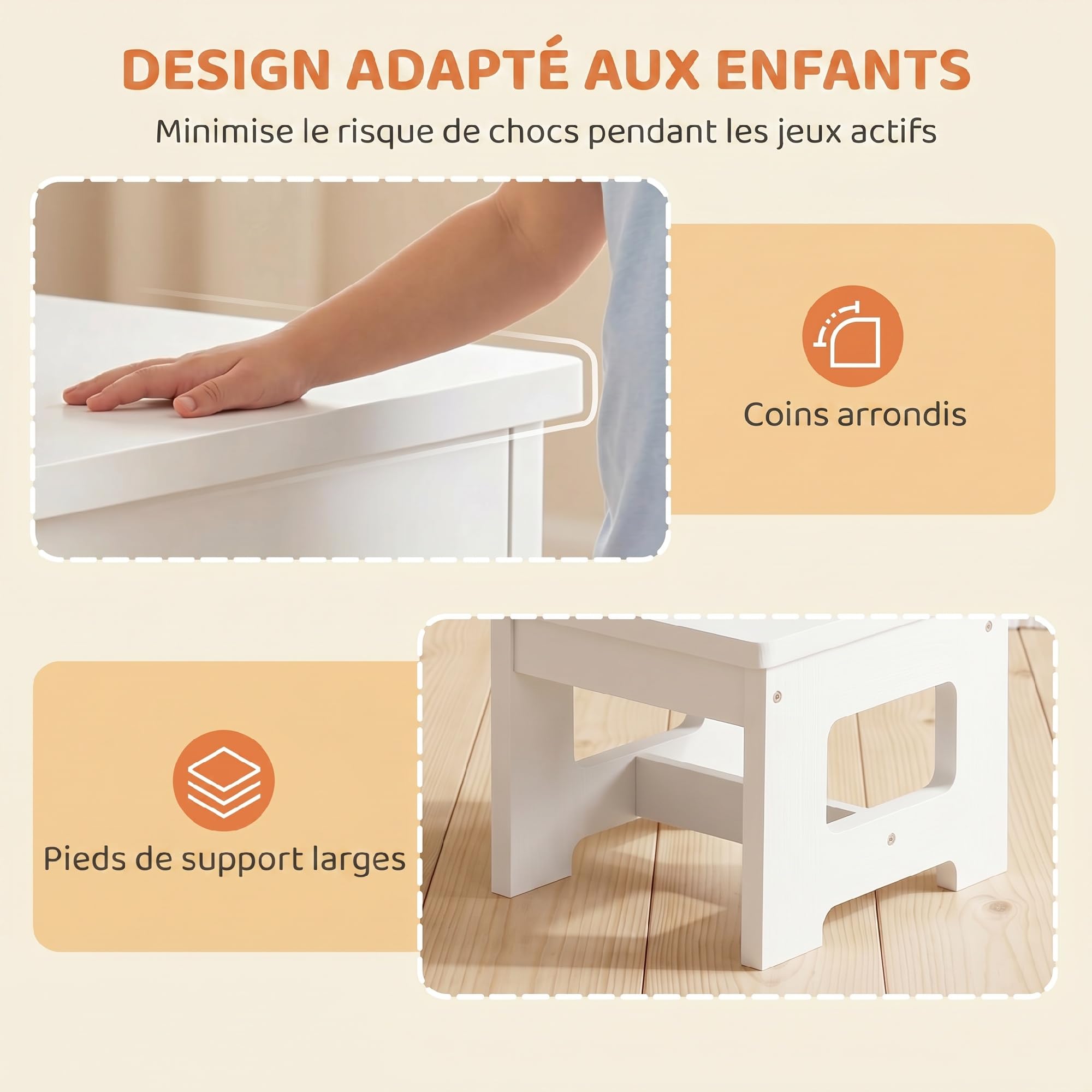 AIYAPLAY Bureau et Chaise pour Enfant Plateau Réversible 3 à 6 Ans Blanc