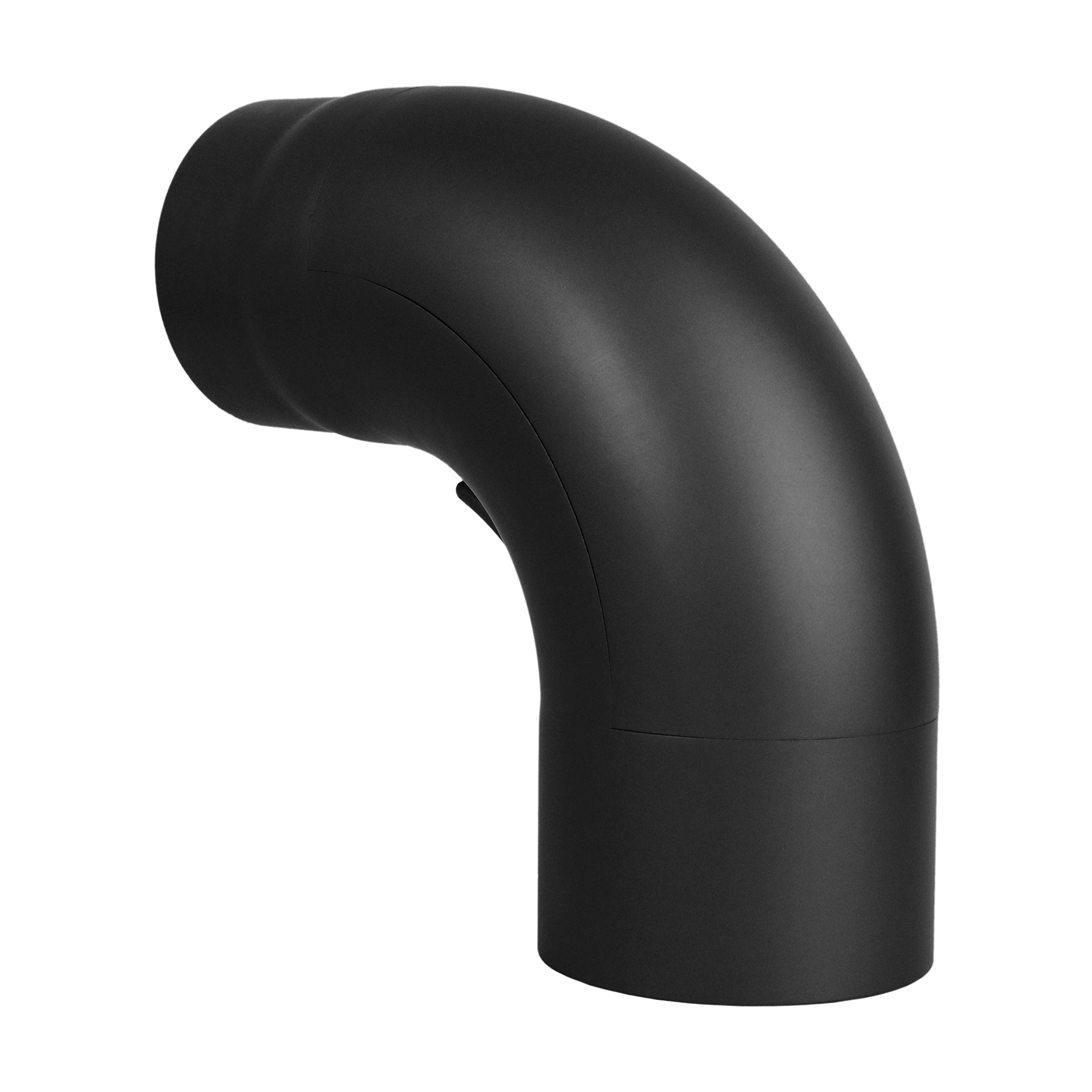 LANZZAS Ofenrohr Bogen 90° gezogen mit Tür (fullform) - im Durchmesser 150 mm - Farbe: schwarz - Rauchrohr/Knie-Bogen mit Reinigungsverschluss