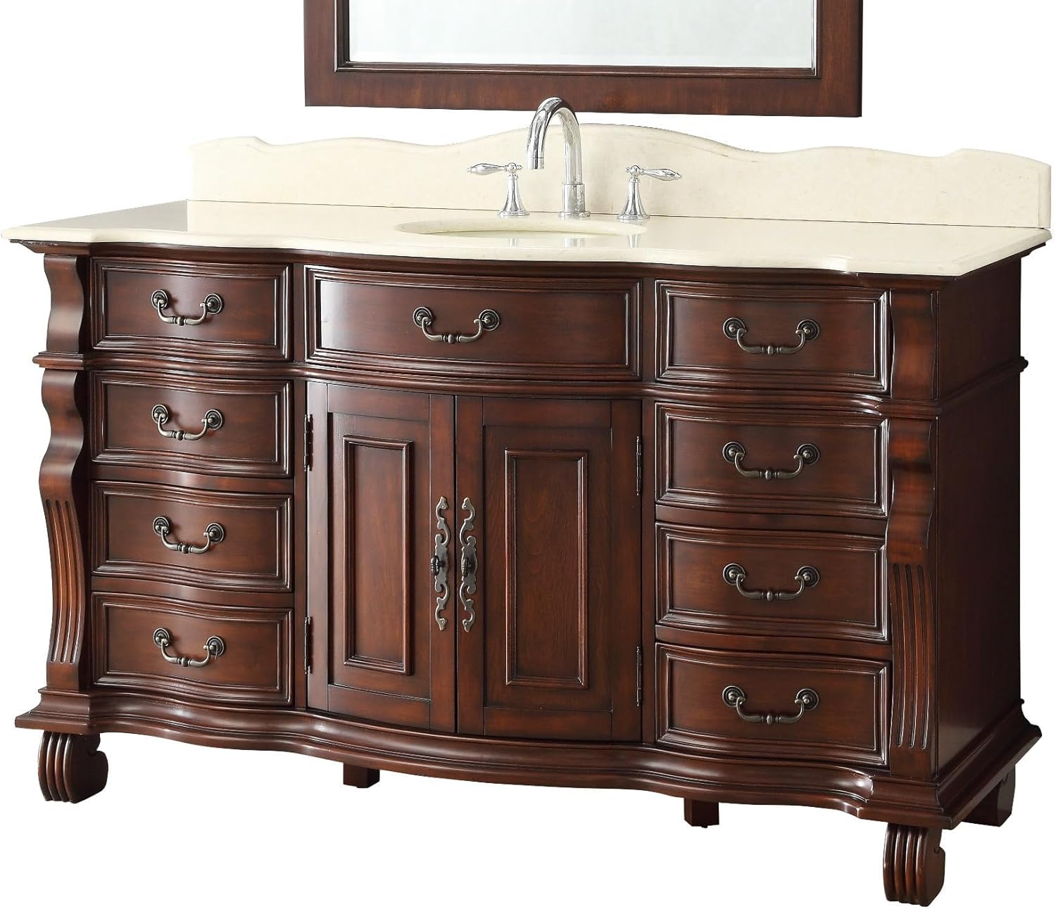 Benton Collection 50 inch Traditional Style Hopkinton Bathroom Vanity (50'' Vanity with White top)