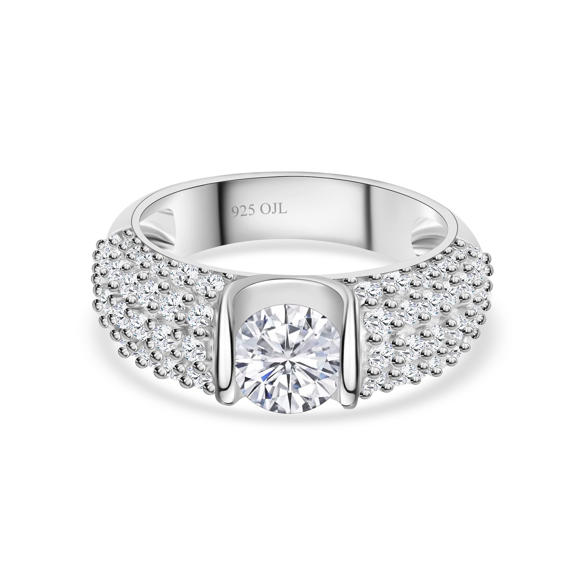 Ornate Jewels 925 Silver 1 Carat Round AAA Grade American Diamond Studded Shank Band Ring for Women and Girls Stylish Jewellery (B07VSGZMYF) Amazon Price History, Amazon Price Tracker