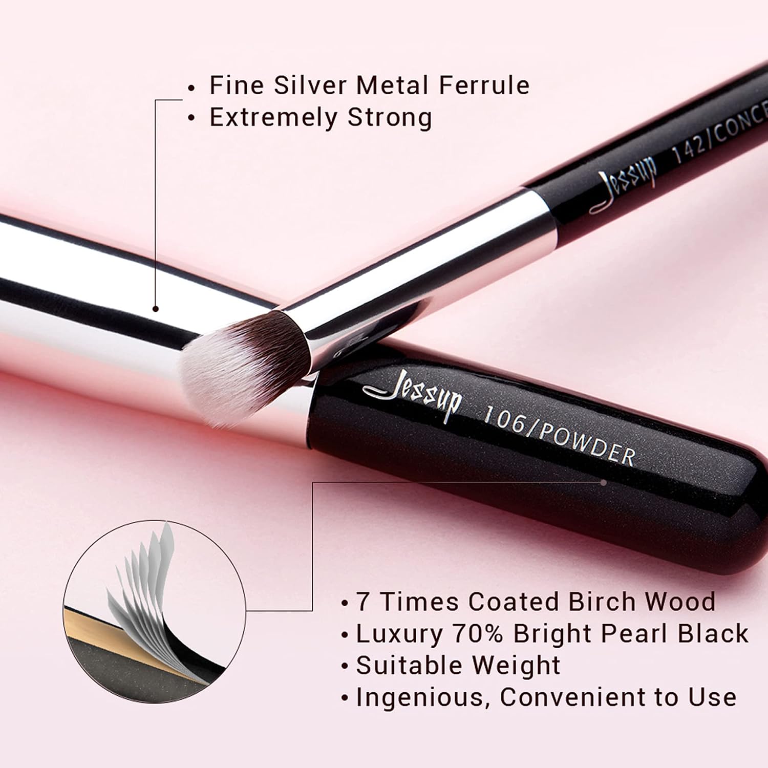 Jessup Makeup Brushes 10pcs Black/Silver Basic Makeup Brushes Set Foundation Eye Brush Lip Brush Makeup Brush Kit T176