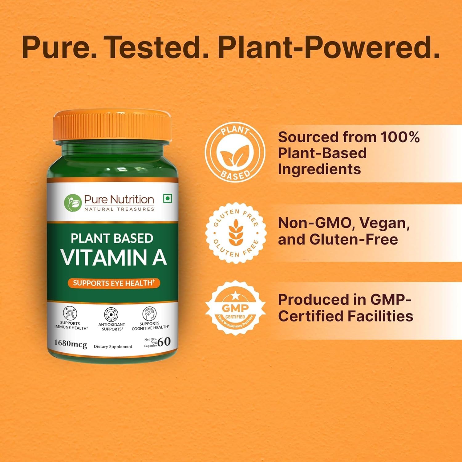 Pure Nutrition Plant-Based Vitamin A from Beta-Carotene 5600 IU | 60 Veg Caps | Skin, Eye and Immune Support | — Amazon image 7