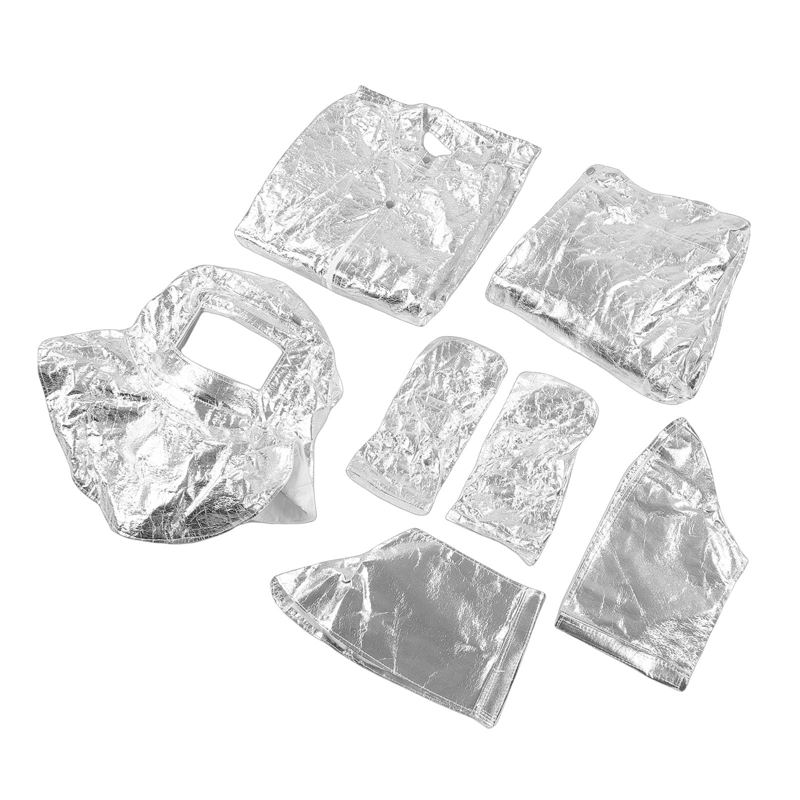 Eujgoov Traje Aislante Ignífugo con Tela de Aluminio, Casco, Chaqueta, Pantalones, Cubiertas para Zapatos para Soldadura a Alta Temperatura y Silvicultura