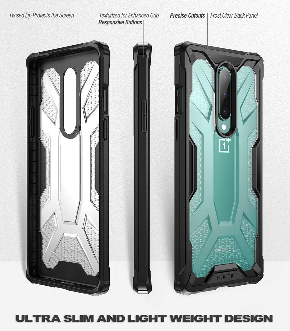 Poetic Affinity for OnePlus 8 Case [Not Compatible with Verizon Version], Rugged Lightweight Military Grade Hybrid Protective Bumper Cover, Black/Clear
