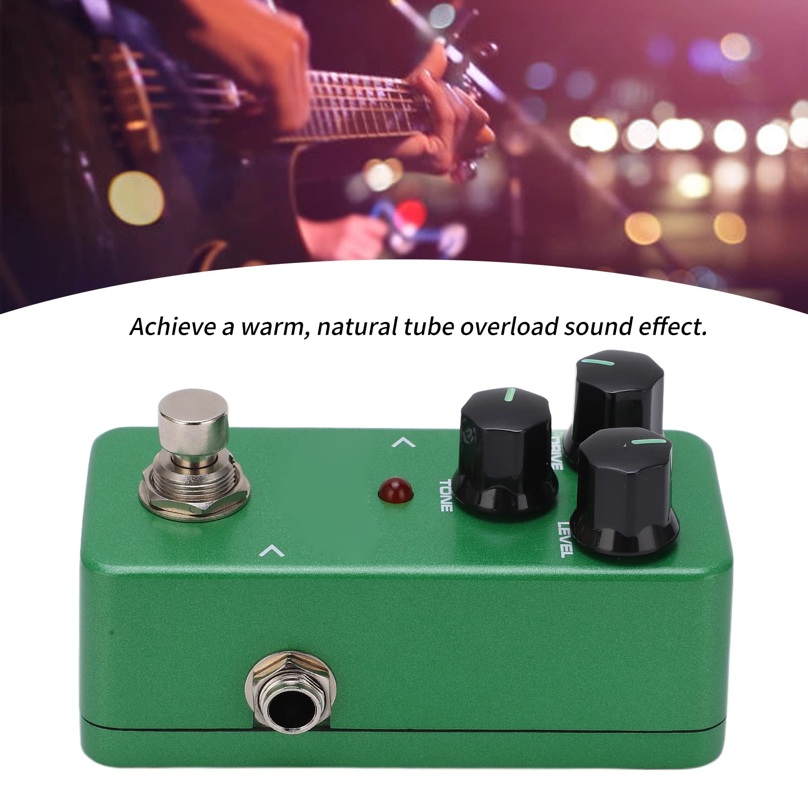 Pedale Effetti per Chitarra Pedale per Chitarra Elettrica Interruttore Overdrive Effetti Sonori Mini Effetti Singoli Accessorio per Strumenti Musicali Regolabili Full Metal Shell Green