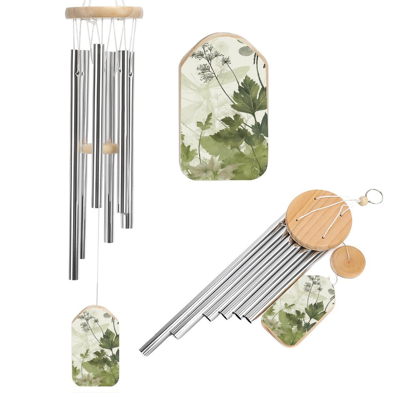 Foliage and Herbs with Dragonflies Winged Wind Chime 20.5" Aluminium Wind Chimes Outdoor Garden Patio Decoration Windchime Memorial Gifts Windchimes for Men and Women