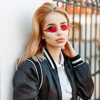 Frienda 2 Pairs Fire Flame Sunglasses for Women & Men Trendy