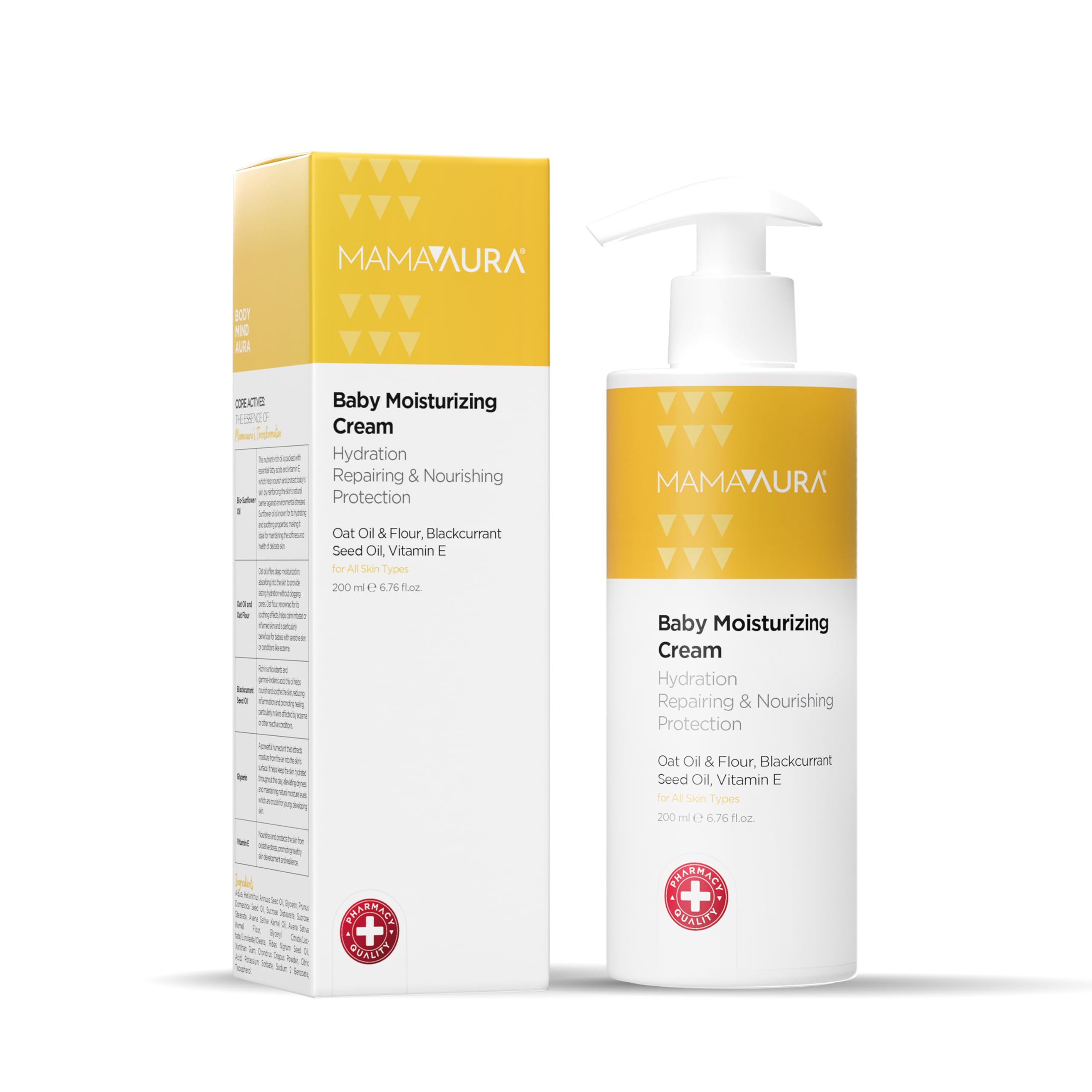 Baby Moisturizing Cream, Yenidoğan ve Hassas Ciltler İçin Nemlendirici ve Bariyer Destekleyici Bebek Kremi, 200 ml