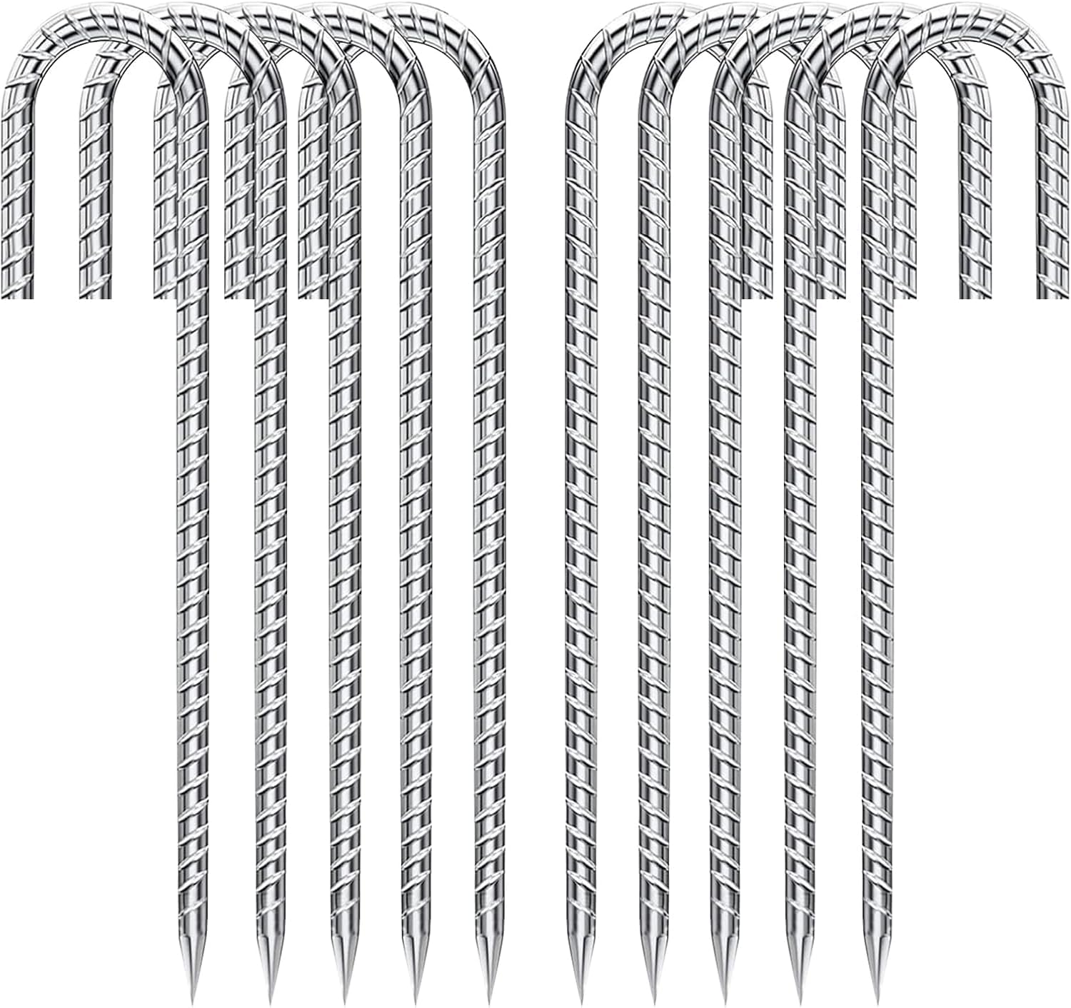 Lot 10 Piquets D’ancrage Sol 30 Cm En Acier Galvanisé – Pour Trampoline, Tente, Abri, Camping, Solide Et Anti-rouille
