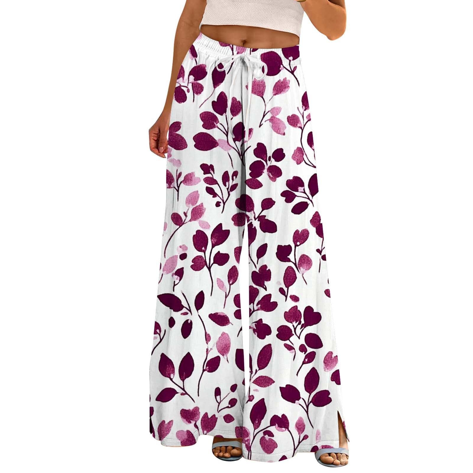 Dress Pants Women Petite High Waisted Wide Leg Fall Beach Vacation Work Pants Boho Lounge Casual Palazzo Trousers
