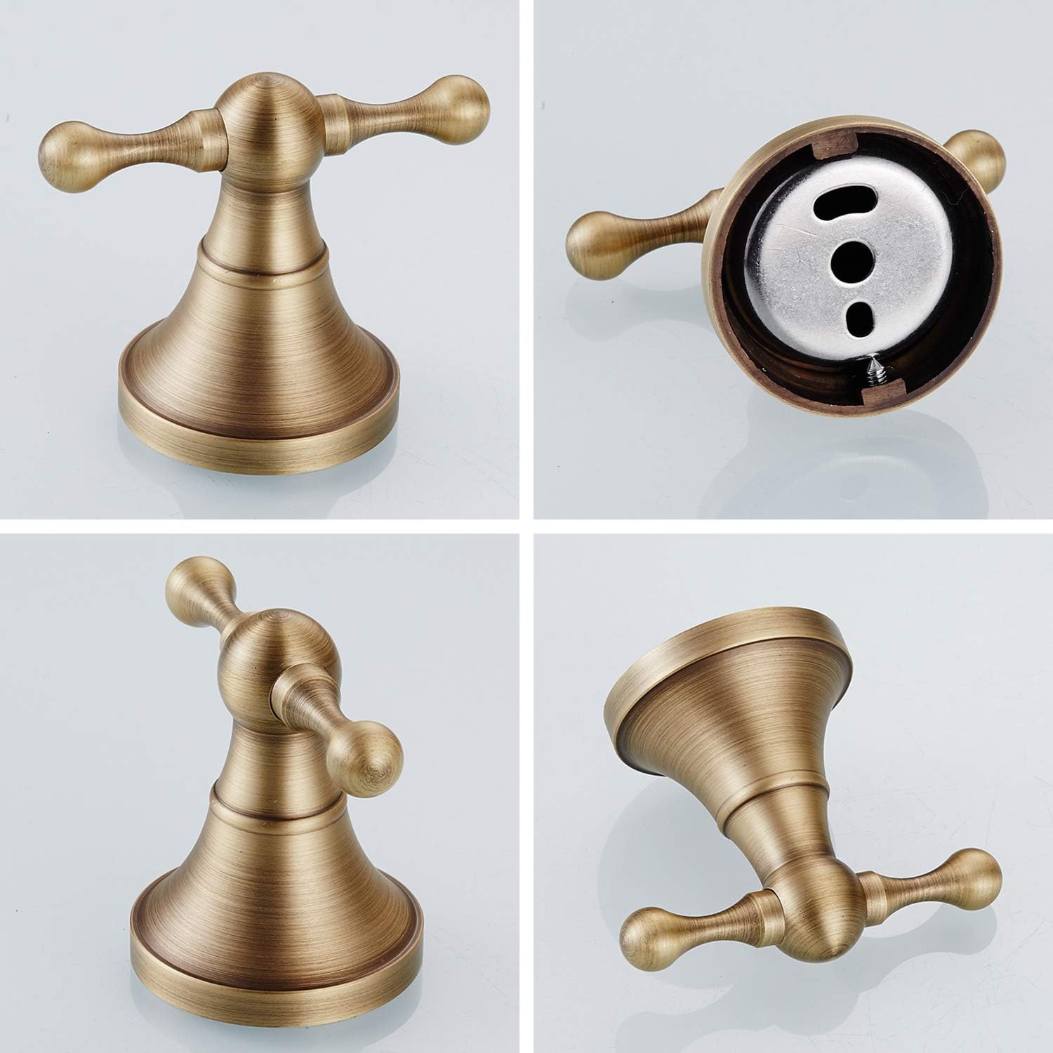 Flybath 3-Piece Set - Toilet Paper Holder, Oval Towel Ring and Towel Hook Wall Mounted Bathroom Accessories Antique Brass (Brushed Bronze)