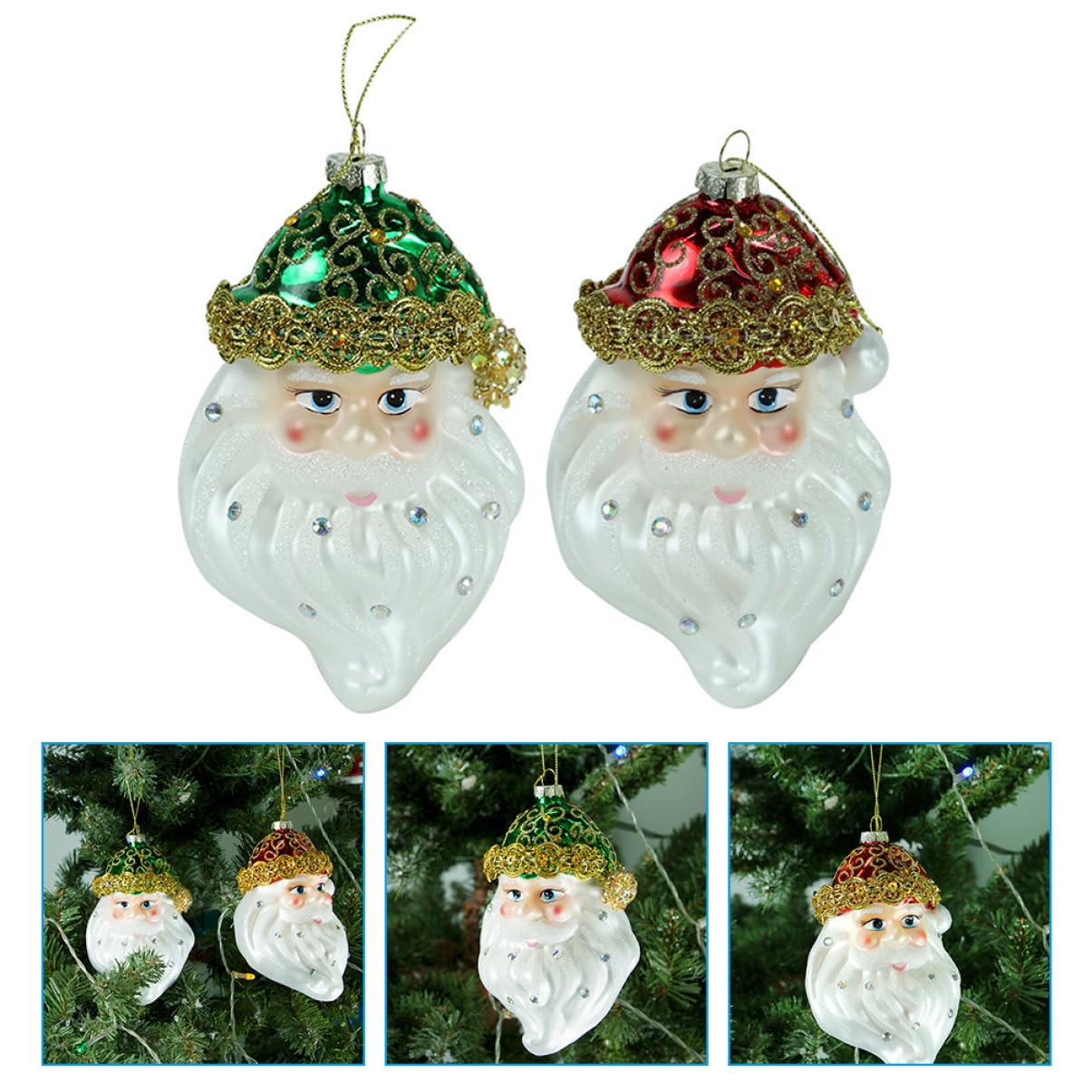 Decoración Navideña De Papá Noel 2 Colgantes Colgantes De Cristal Adornos Navideños