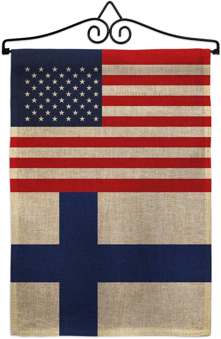Finland US Friendship Garden Flag Set Wall Holder Regional USA American Alliance World Country Particular Area Small Decorative Gift Yard House Banner Double-Sided Made In 13 X 18.5