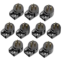 Vista 29 de ETL Verified Nema 5-15P Enchufe de ángulo recto de 90 grados - 15A, 125V, negro, enchufe de CA de ángulo recto de 3 clavijas de EE. UU