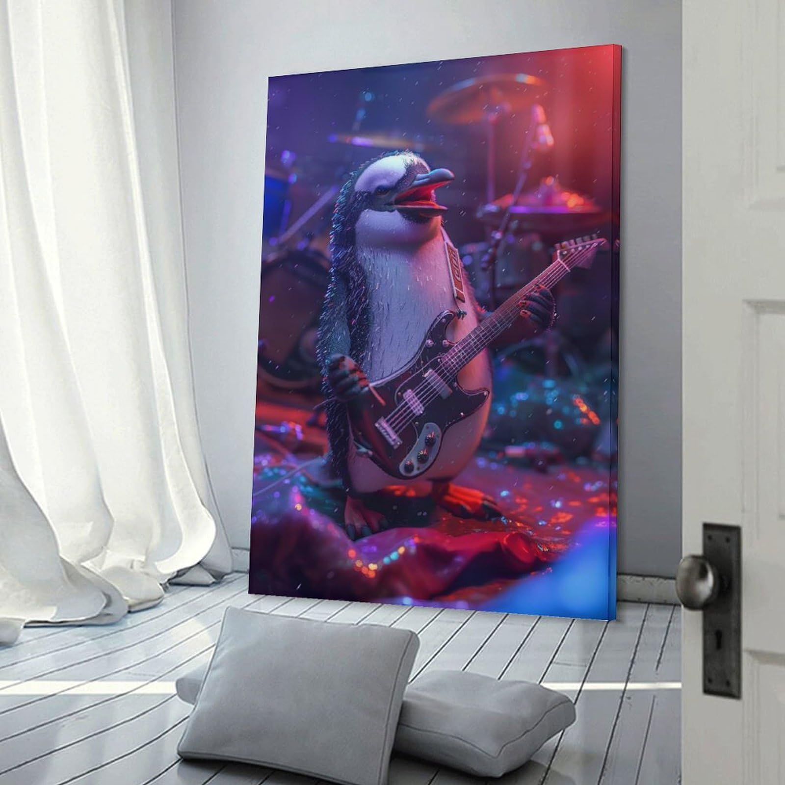 Junmoney Penguin Rock Canvas Wall Picture, 12x18inch(30x45cm), for Entrance Spaces, Stair Walls Or Halls, A Stylish Accent for Home Entrances