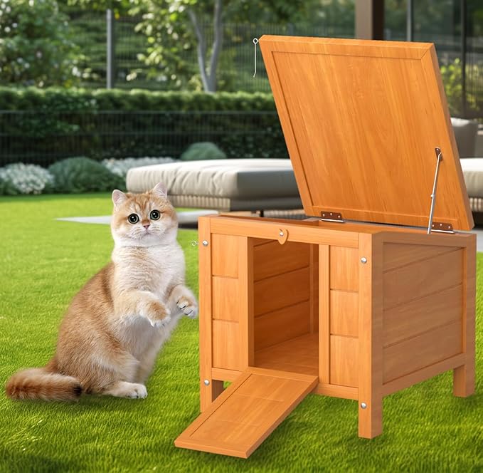 Wooden Cat Litter Box Enclosure Furniture, Weatherproof Cat