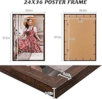 Vista 139 de Dark Brown 12x18 Frame Set of 3 - Rustic Woodgrain 12 x 18 Poster Frame with Plexiglass for Wall Gallery Display, 12x18 Picture Frame for Puzzles