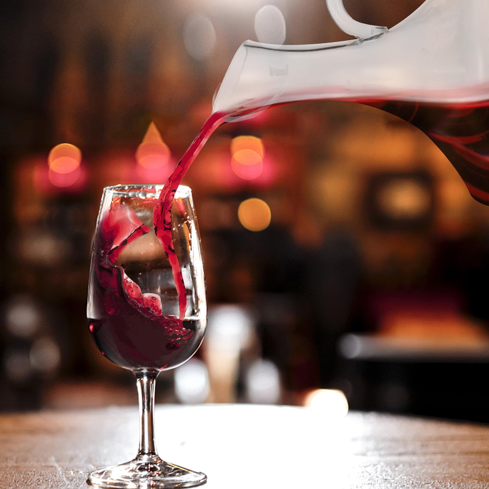 Decantador de Vino Tinto de 1500 Ml con Asa Ergonómica y Vertedor Anti-grietas, Recipiente Transparente para Almacenamiento y Servicio Doméstico en Restaurante y Hogar