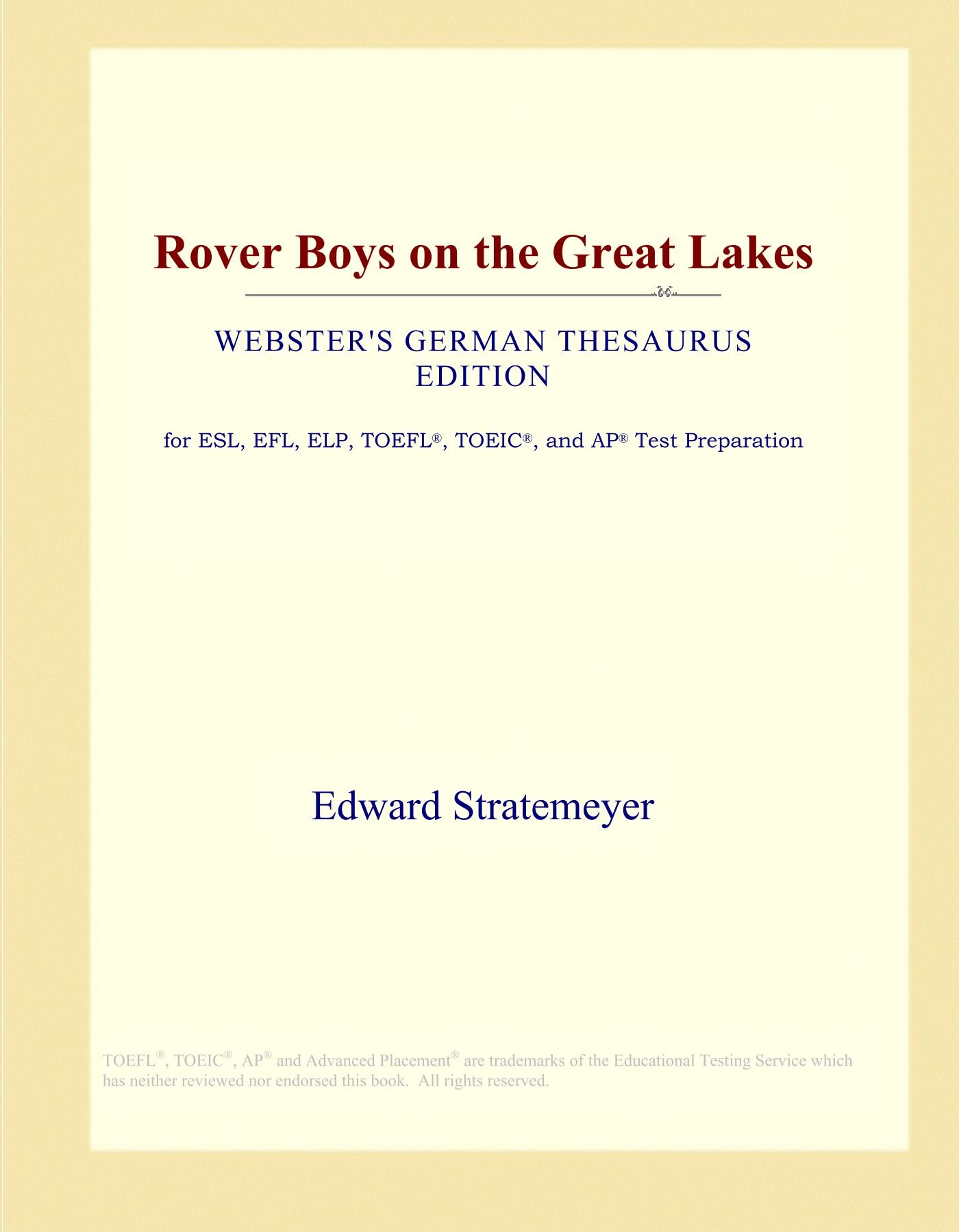 Rover Boys on the Great Lakes (Webster's German Thesaurus Edition)