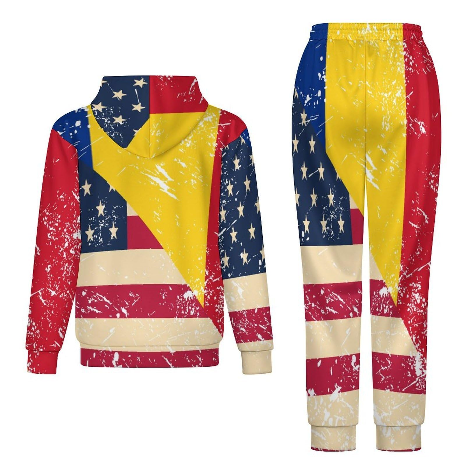 US E Romania Vintage Flag Tute per gli Uomini Manica Lunga Felpa Con Cappuccio E Pantaloni Della Tuta Joggers Set Moda Tute