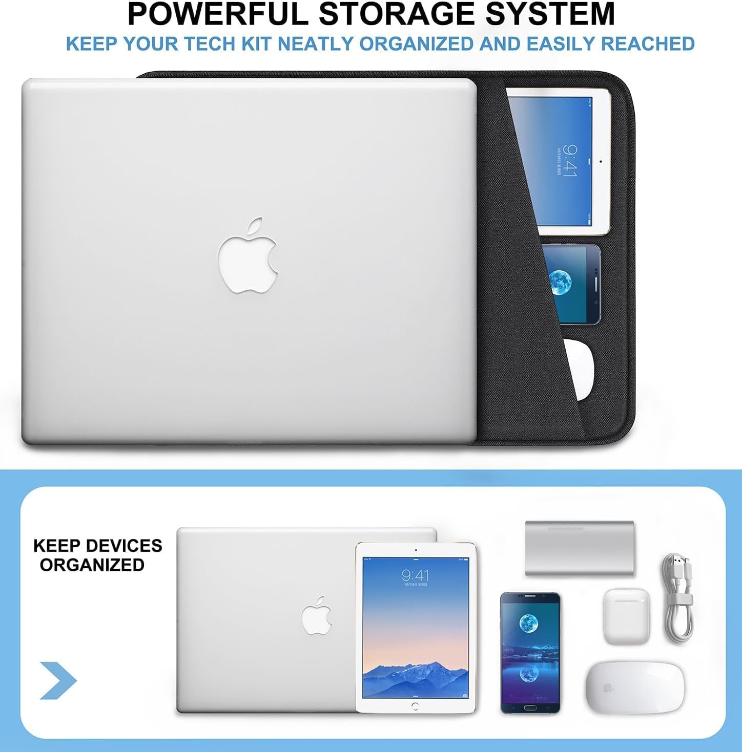 Laptop Sleeve 13 inch, Shockproof Protective Computer Case with Accessories Pocket, Portable Laptop Bag Compatible with 13 in New MacBook Air, MacBook Pro 13 inch, Black Black 13 inch