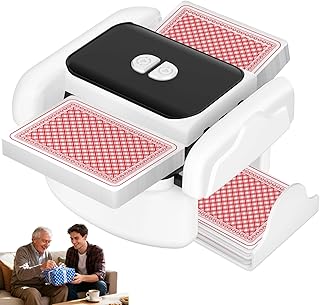 Automatic Card Shuffler for 1-2 Decks, One-Click Shuffling and Manual Mode, Portable Rechargeable (2600mAh) – Compatible with Poker, UNO, Bridge, Spades, Card Games for Adults & Family