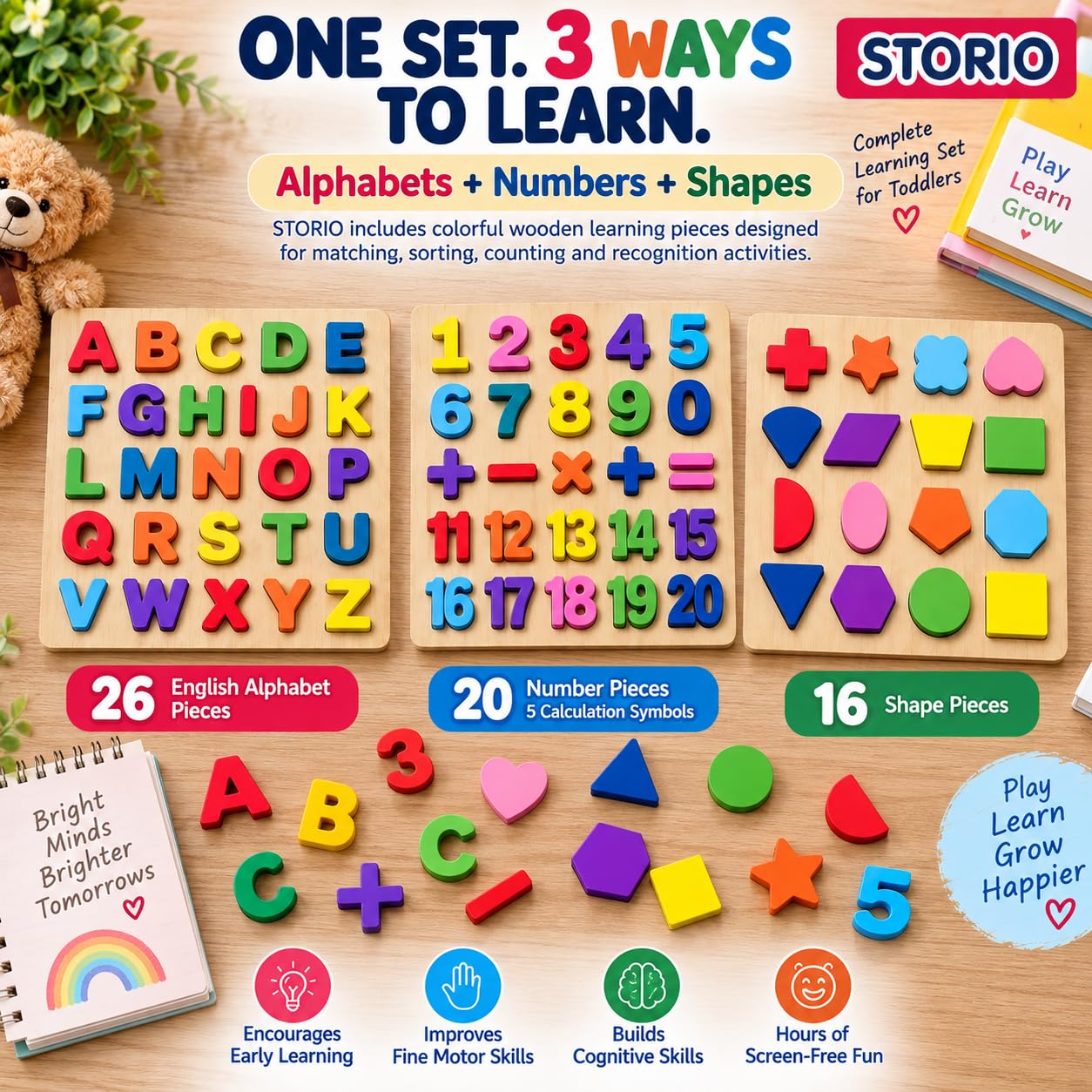 Storio 3-in-1 Wooden Puzzles for Toddlers -7