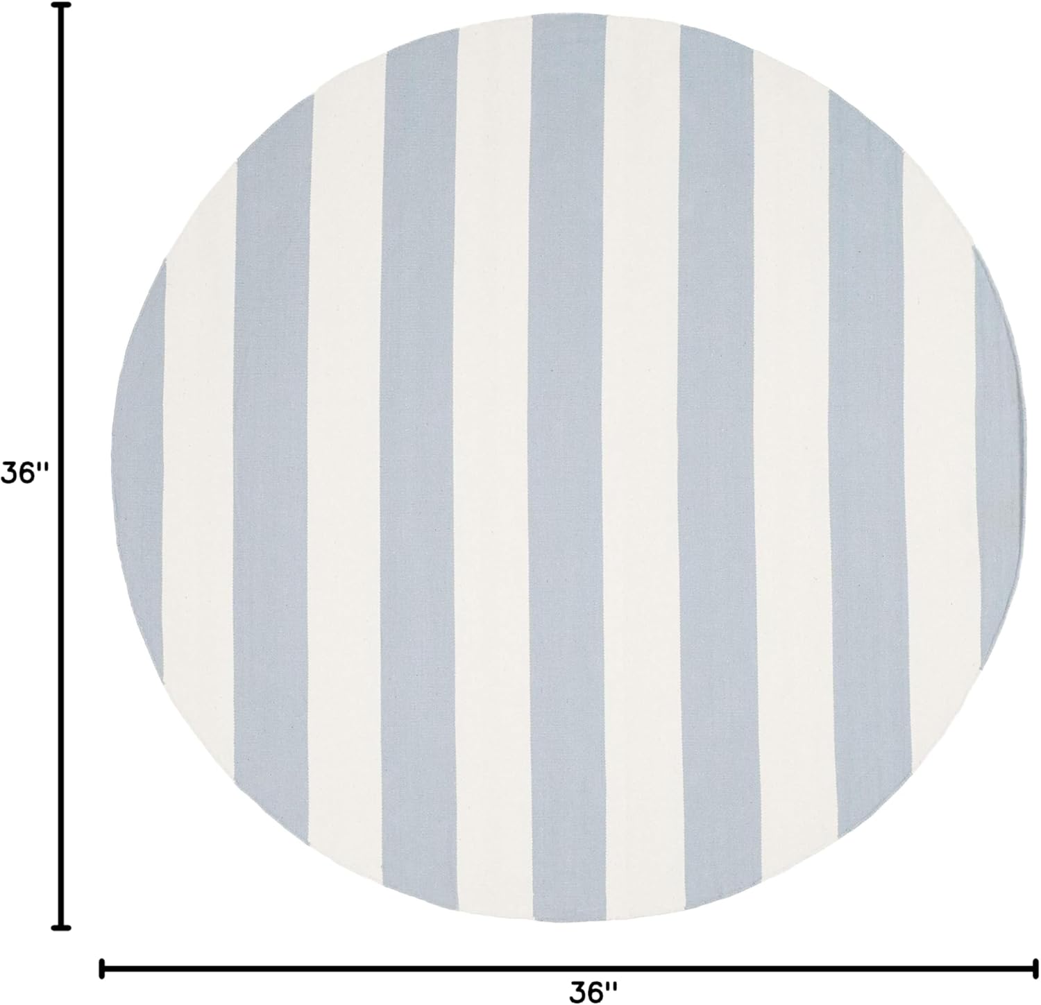 SAFAVIEH Montauk Collection 3' Round Sky Blue/Ivory MTK712K Handmade Flatweave Boho Farmhouse Cotton Stripe Entryway Foyer Living Room Bedroom Kitchen Area Rug