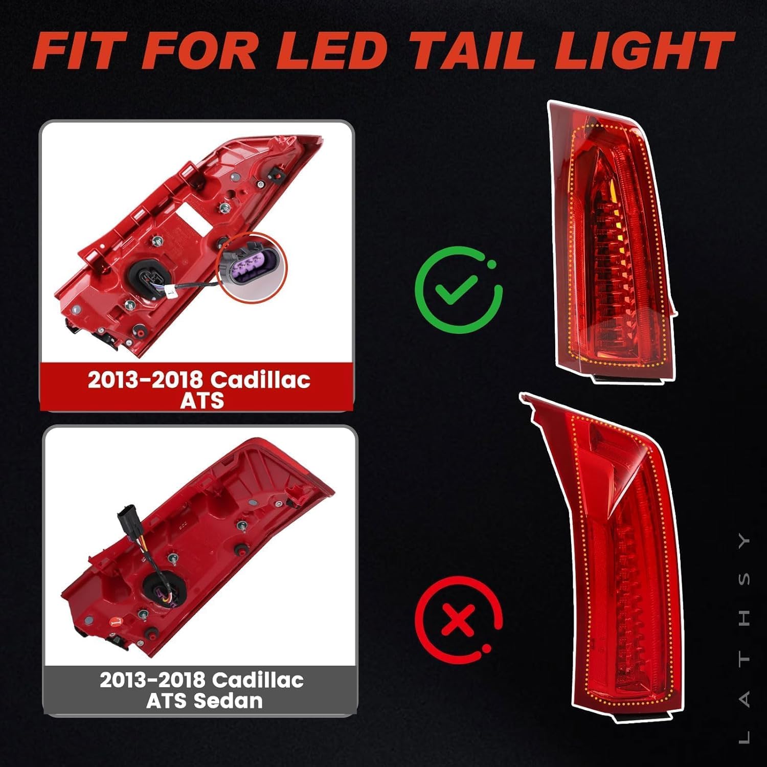 LED Tail Light Compatible with 2013-2018 Cadillac ATS Right Passenger Side Taillight Replace 84081570