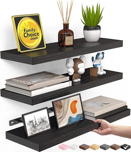 BAYKA Floating Shelves for Wall, Wall Mounted Rustic Wood Shelves