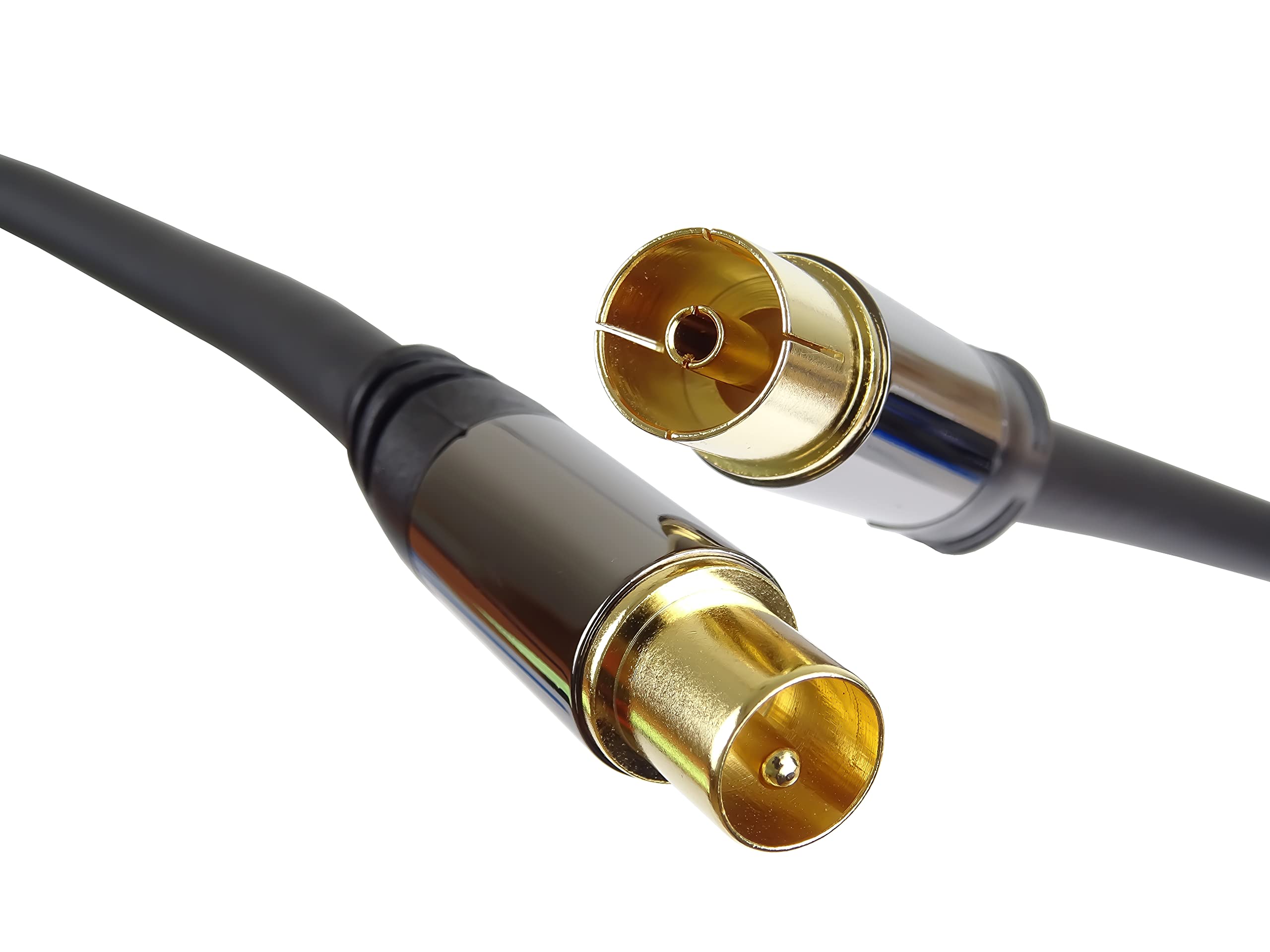 PremiumCord Cavo di Collegamento Antenna TV HQ, M/F, 75 Ohm (135 Db), Schermato 4X, Connettore in Metallo, Lunghezza 5 m