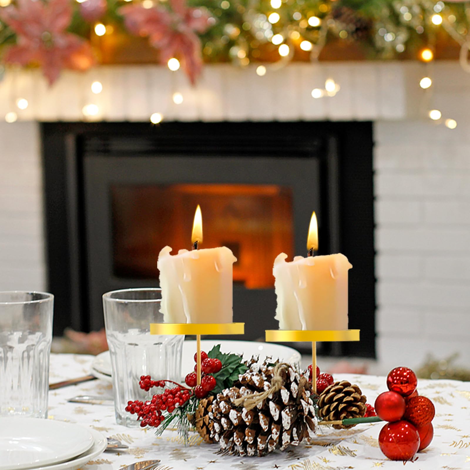 Coronas De Adviento Juego De 4 Candelabros Para Corona De Adviento, 8 Cm,  Retro, Dorado, Para Cenas Con Luz De Velas, Comedor Y Decoración De  Chimenea Corona De Adviento Con Piña, image size:1600x1600