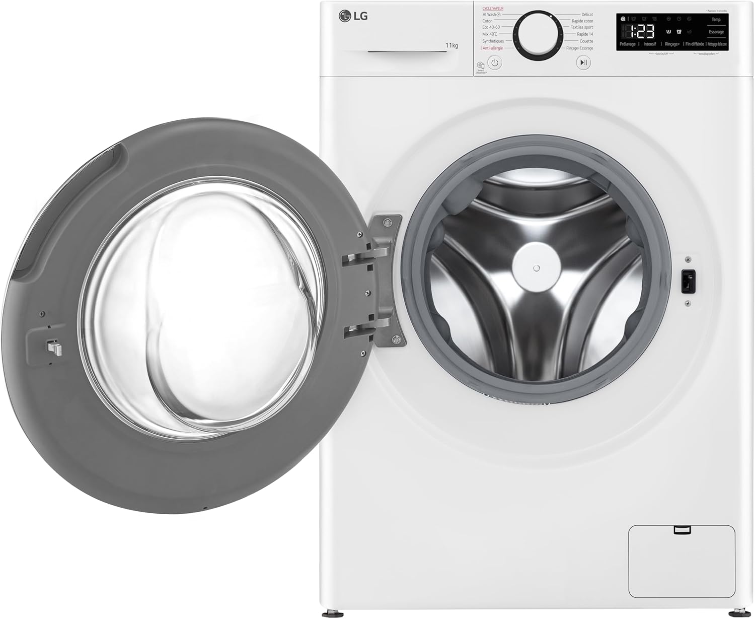 समोर view of the LG F14R50WHS washing machine with the door open