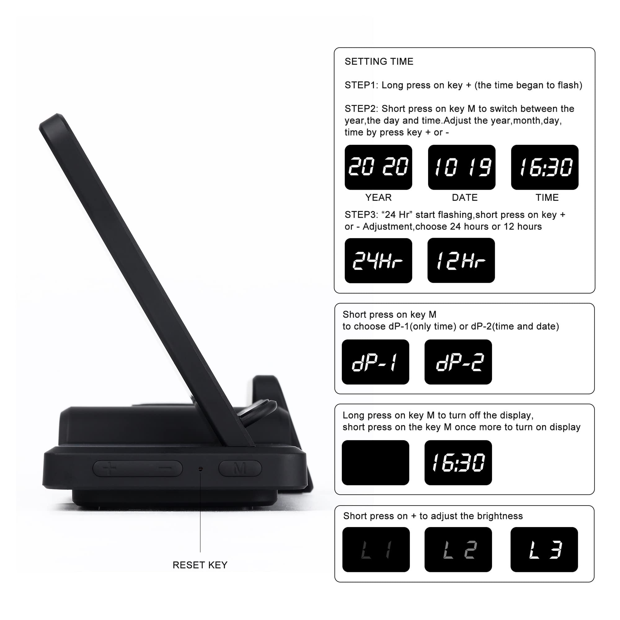Support de Chargeur sans Fil 30W for téléphone Montre écouteur Horloge 4 en 1 Station de Chargement Rapide(A)