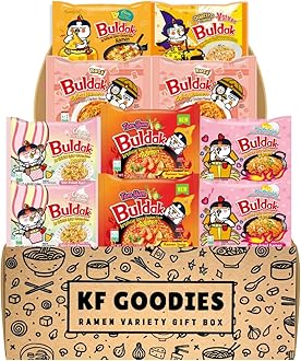 Korean Ramen Variety Pack Gift Box (10 Count) – Spicy Buldak Noodle Assortment for Birthdays, College Care Packages, Office Snacks, and Gift Baskets