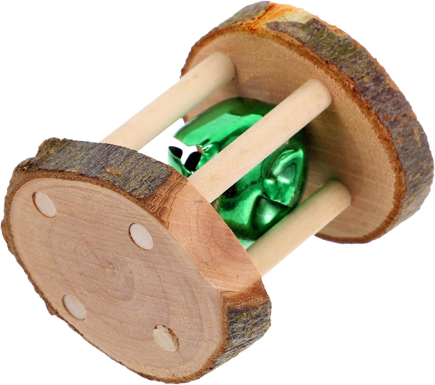 Natural Wooden Hamster Chew Small Pet Teething Plaything for Rabbits Guinea Pigs and Gerbils Bite-Resistant Apple Bell Roller for Dental Health and Stress Relief Random Color