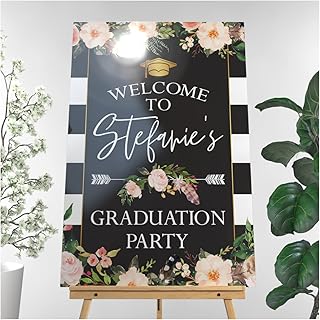 Boho Graduation Sign, Floral Graduation Poster Size 24x18, 36x24 and 48x36, Party Decorations, Graduation Party Decor, Personalized Banners and Signs for Graduation, Graduation Party Supplies