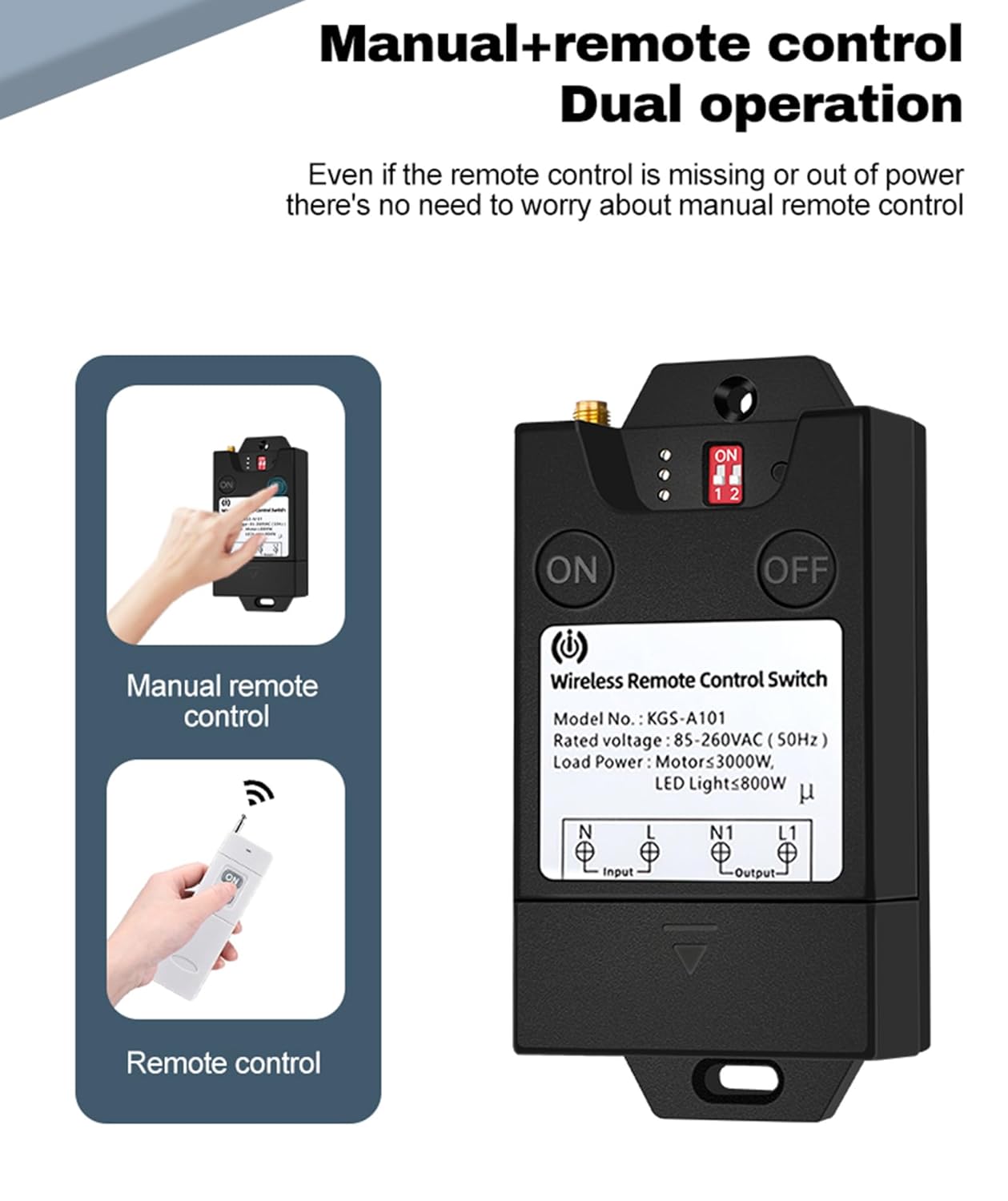 High Power Switch 110V Relay 30A with Remote Control Wireless Switch High Range Distance 8500 feet 3000M Suitable for Industry, Agriculture, Electric Light, Motor, Through Wall Remote (Black-1)