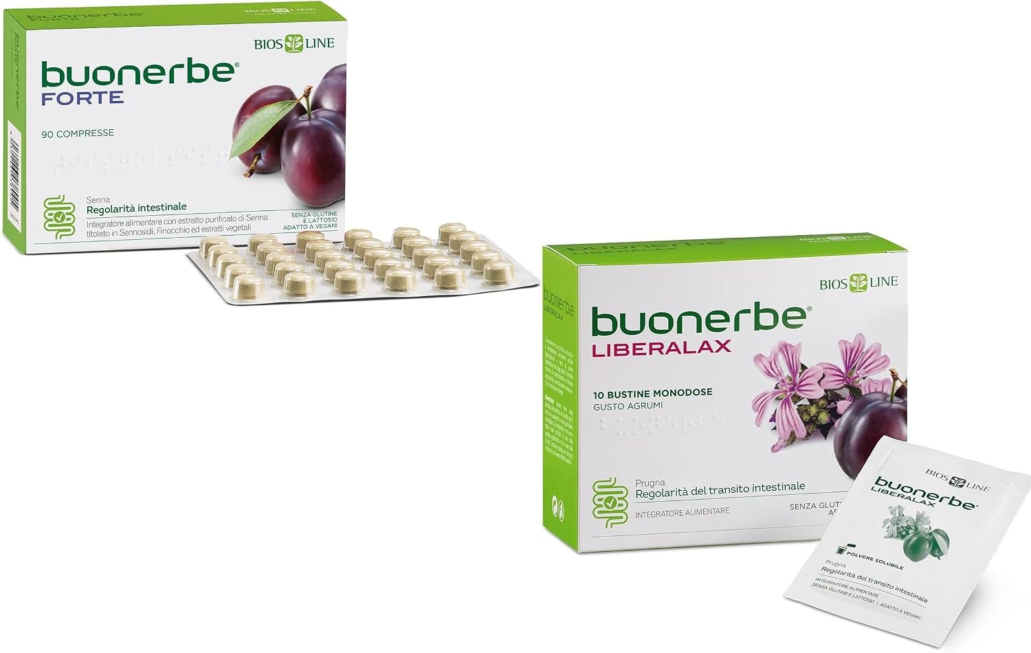 BIOS LINE Buonerbe Forte Integratore Alimentare 90 Compresse per Regolarità Intestinale e Intestino Pigro Senza Glutine Adatto a Vegani con Omaggio…