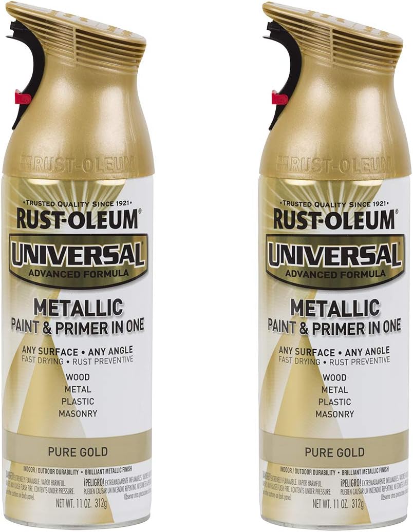 245221-2PK Universal All Surface Metallic Spray Paint, 11 oz, Pure Gold, 2 Pack