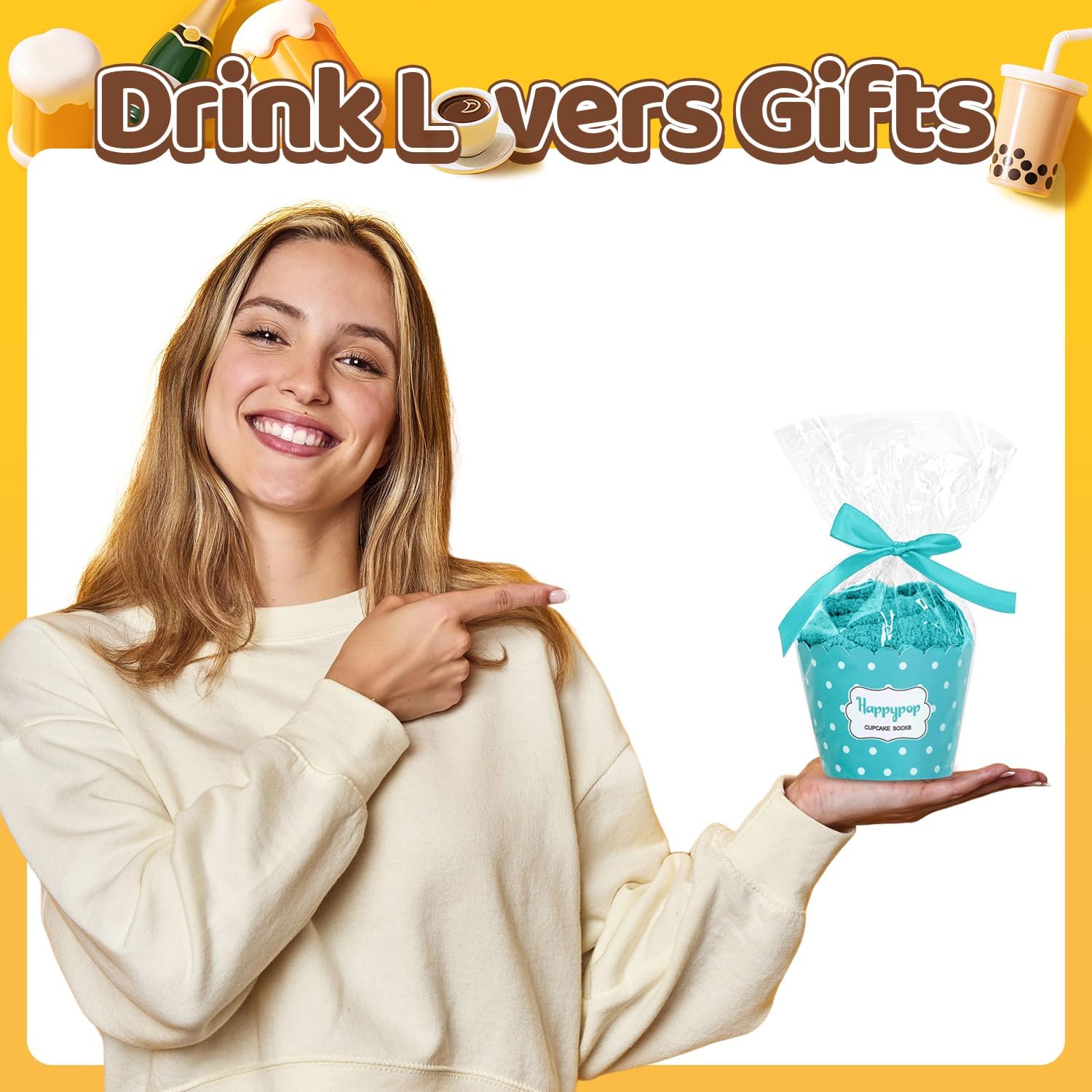 HAPPYPOP Funny Gifts for Women Men - Boba Tea Taco Gifts for Her, Bourbon Coffee Socks - Image 4