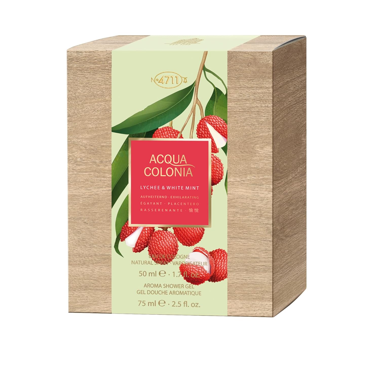 4711 Acqua Colonia - Lychee and White Mint by Muelhens for Unisex - 2 Pc Gift Set 1.7oz EDC Spray, 2.5oz Shower Gel