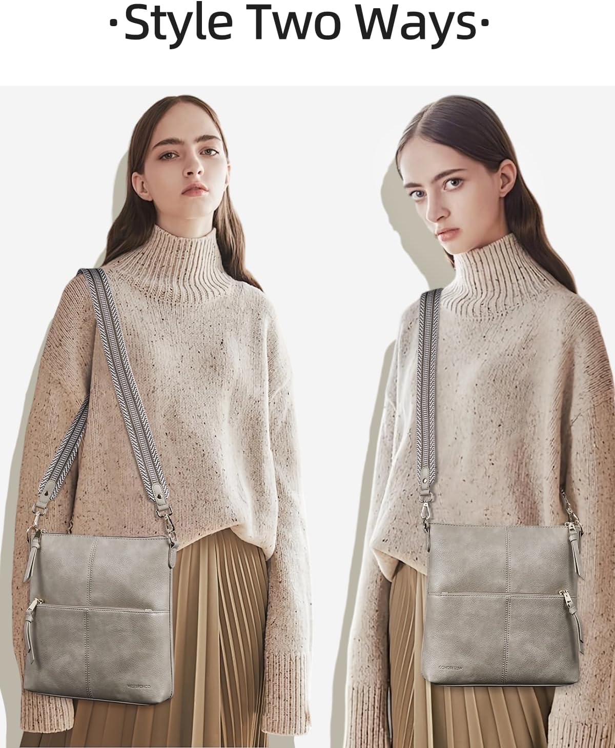 WESTBRONCO Crossbody Purses for Women Medium Shoulder Bag Vegan Leather Handbags with Guitar Strap | Medium, with Guitar Strap - Image 3