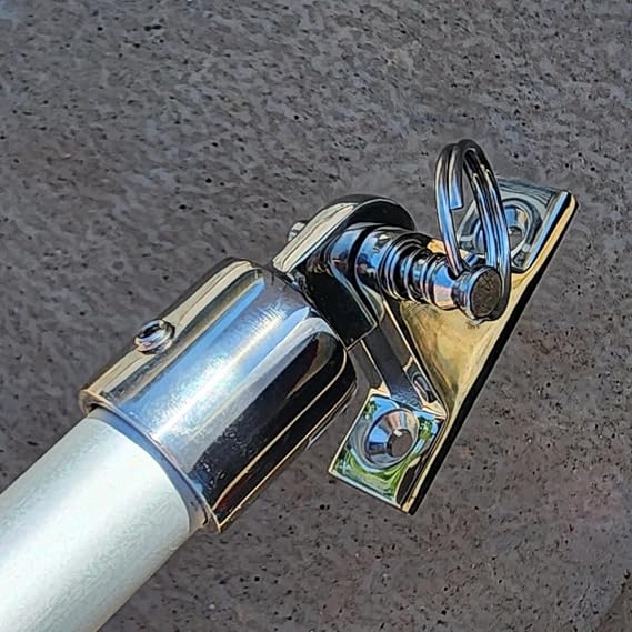 DNB Bimini Top Deck Hinge - Stainless Steel 316 - with Ring and Removable Pin - Extra Installation Screws Included